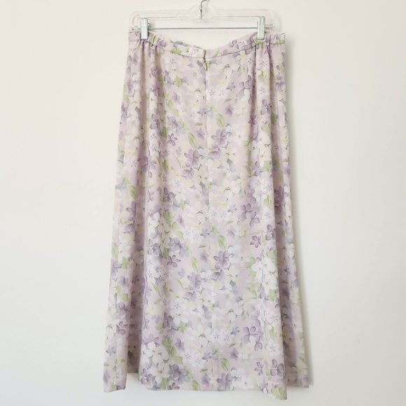 Vintage 90s Pendleton Pastel Purple Floral Midi Skirt‎ Size 14 Petite - Picture 9 of 15